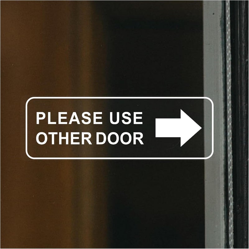 SnailGo Please Use Other Door for Business Sign 12x4 Inch Sticker Left Right Arrow Sticker Sign for Door Office Waterproof UV Proof Decal 4 Pack - Image 1